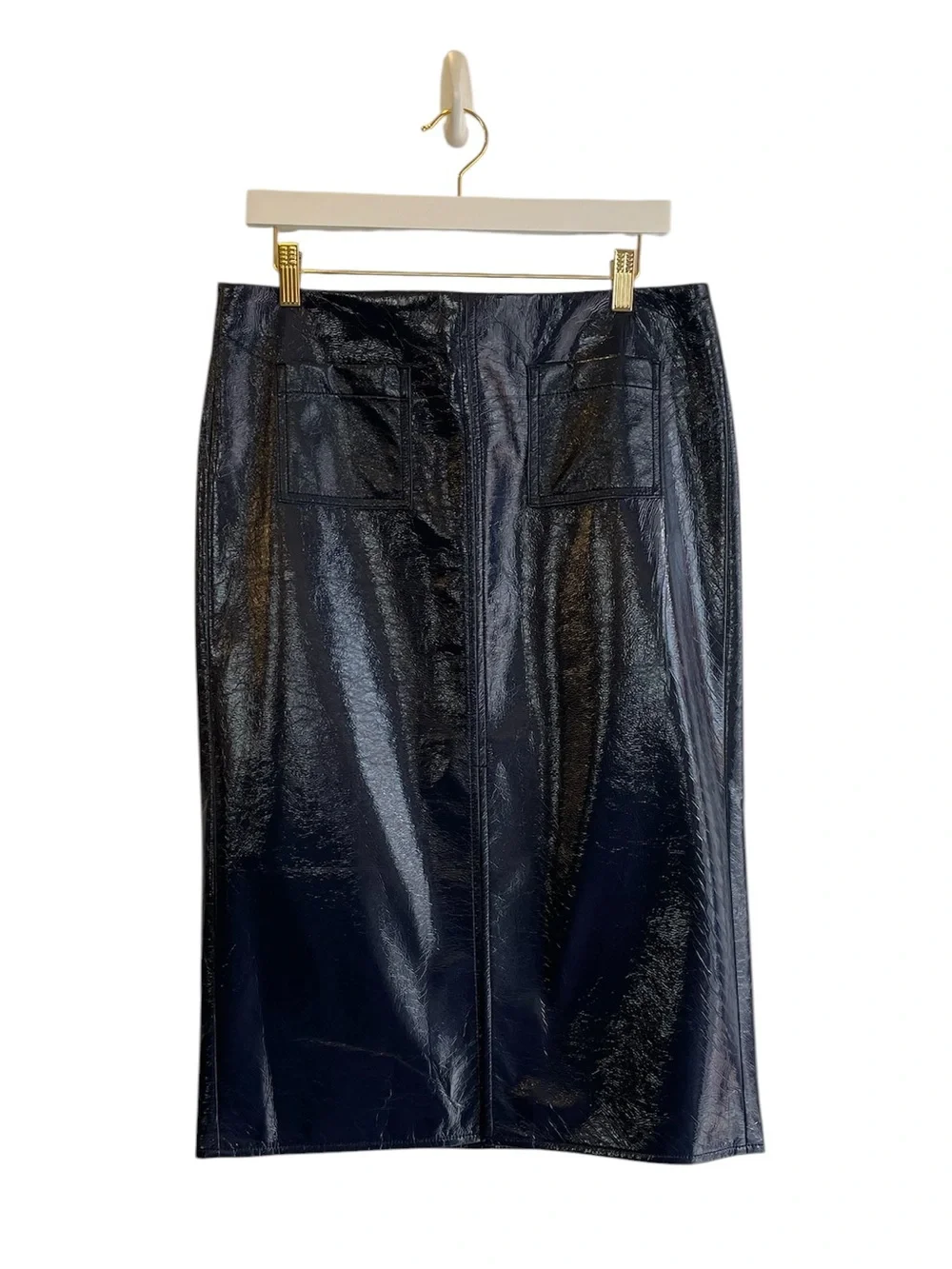 J. Crew Patch-pocket No.3 Pencil skirt in textured faux patent leather